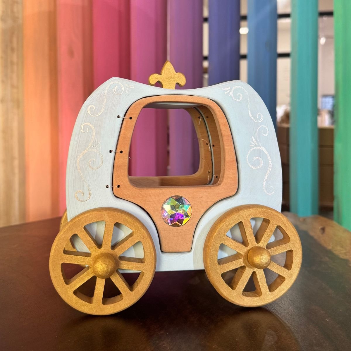 Wooden Princess Carriage Toy - Rolling Fairytale Carriage | Hand-Painted - Image 3