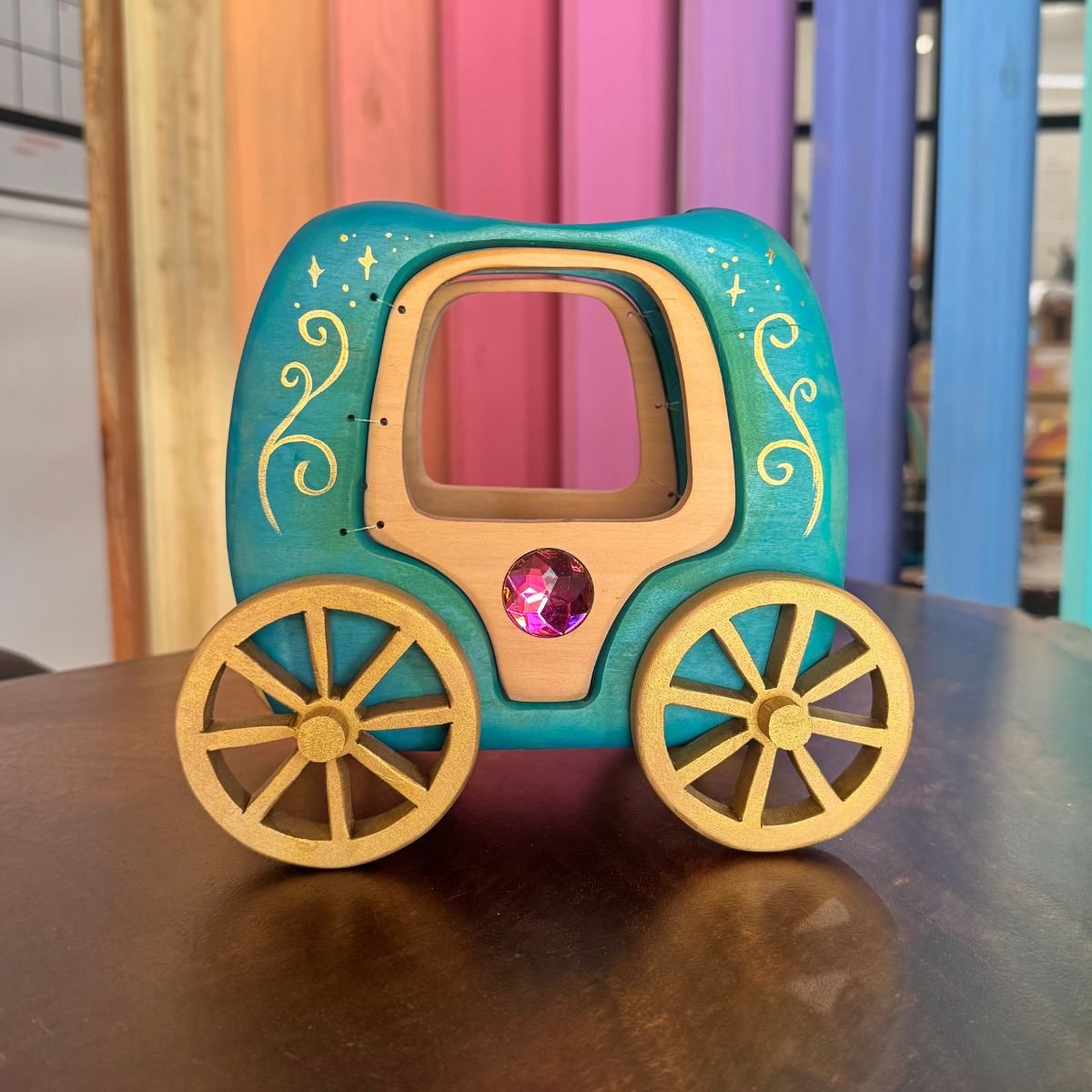 Wooden Princess Carriage Toy - Rolling Fairytale Carriage | Hand-Painted - Image 2