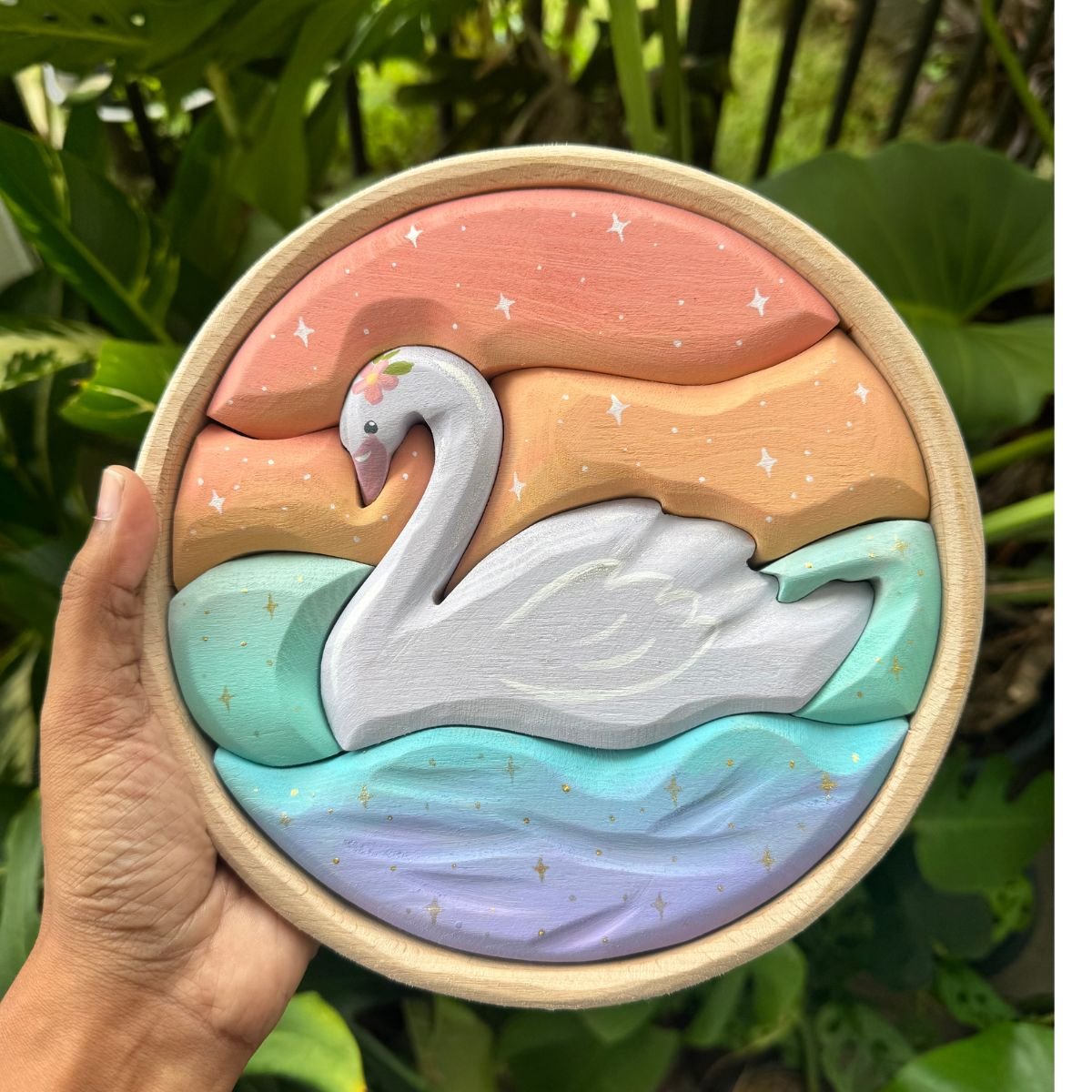 Swan Sunset Wooden Puzzle