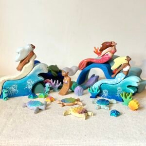 eco friendly handcrafted wooden mermaid toy for imaginative play