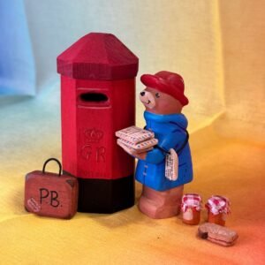 Handcrafted Storybook Bear Wooden Toy with Red Hat